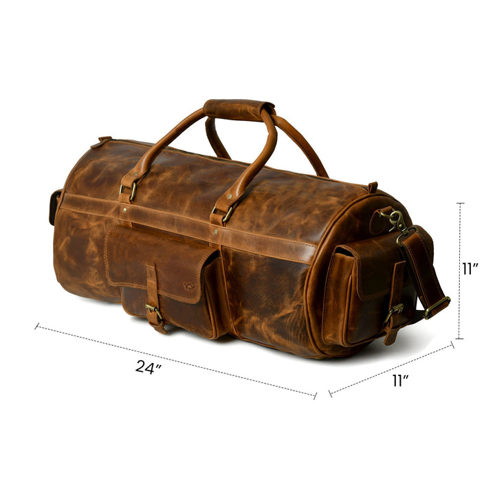 Buffalo Leather Overnight Duffle Bag - 5