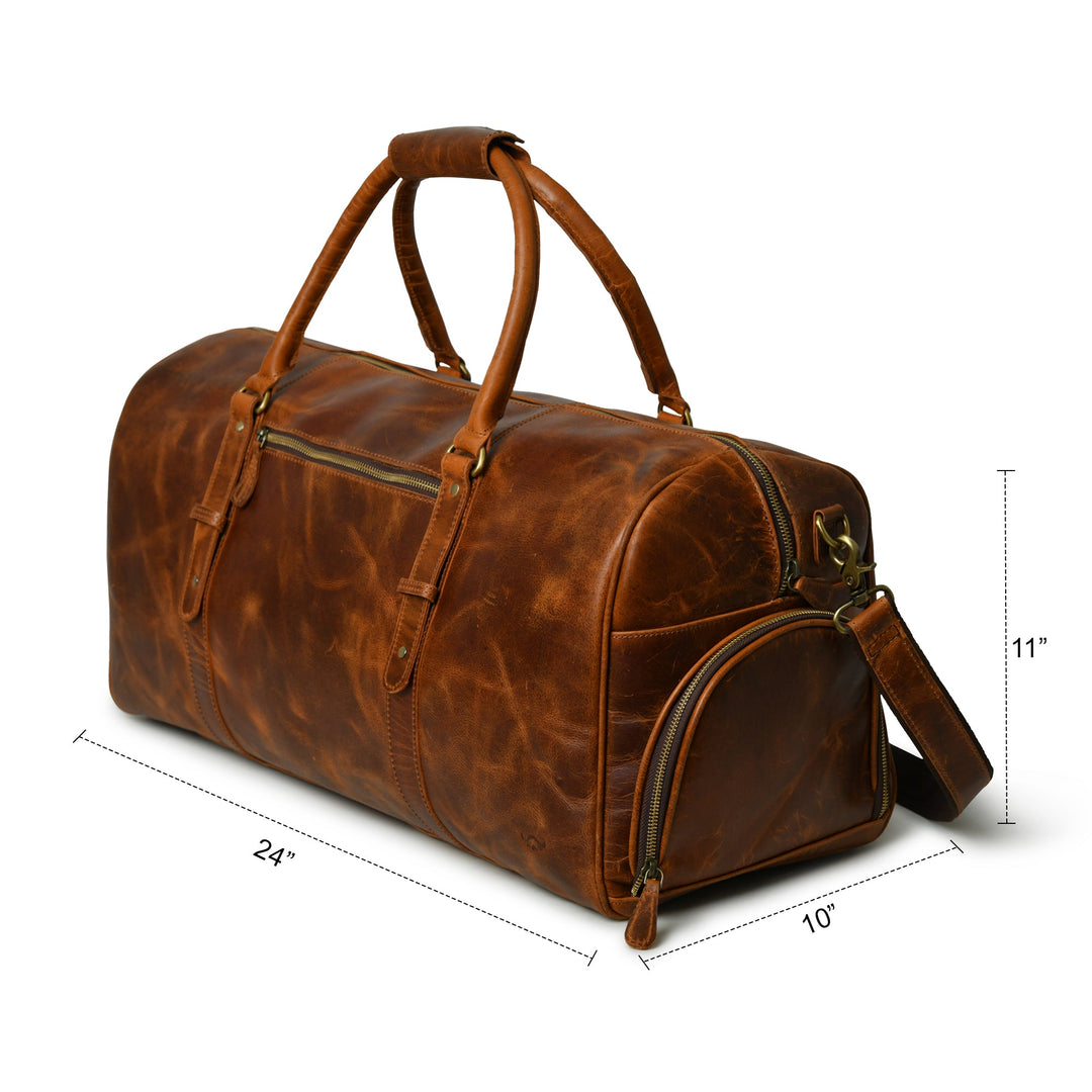 Buffalo Leather Overnight Bag - Saddle Tint - 9