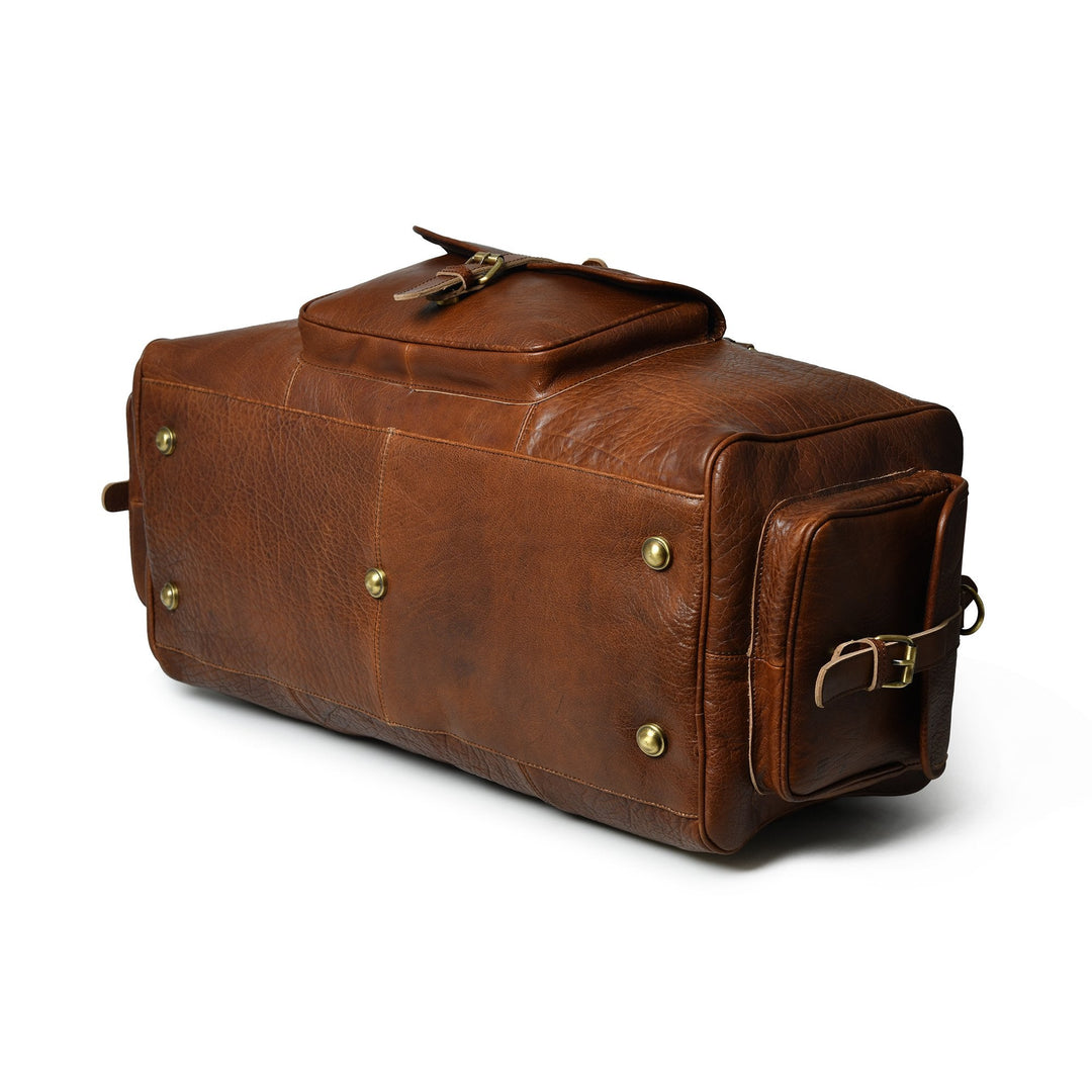 Cool Soft Buffalo Leather Duffel Bag - Nebulous Saddle - 4
