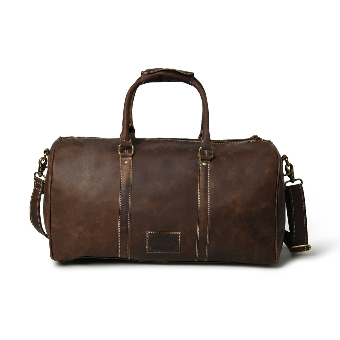 Leather Overnight Duffle Bag - Tuscan Ardor - 3