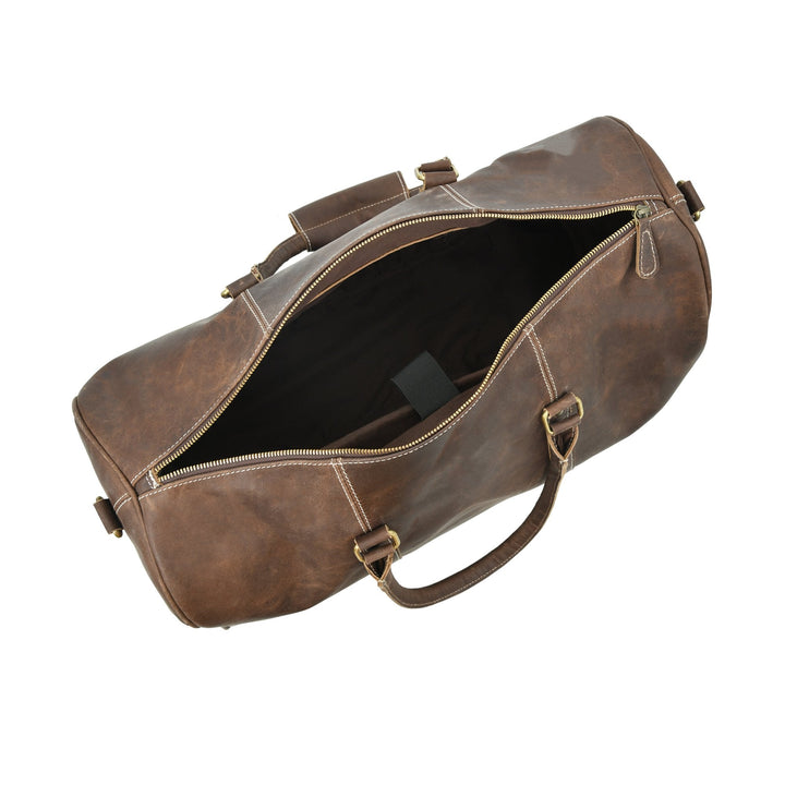 Leather Overnight Duffle Bag - Tuscan Ardor - 6