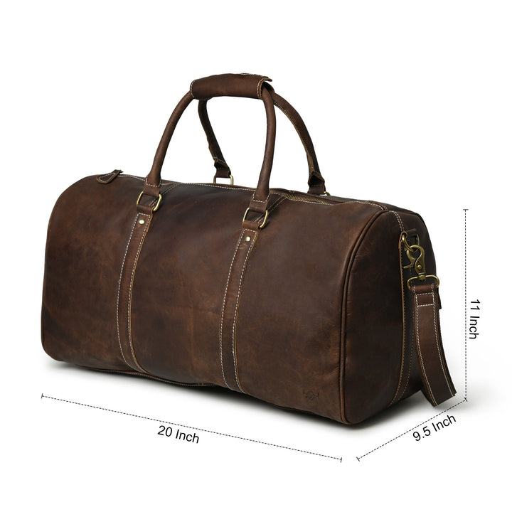 Leather Overnight Duffle Bag - Tuscan Ardor - 5