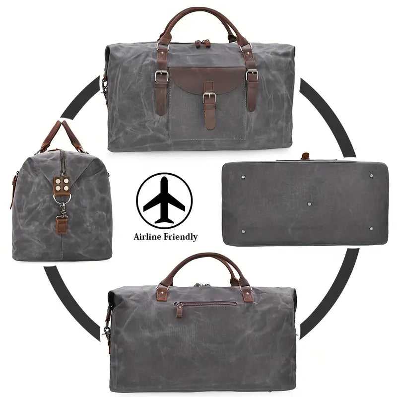 Vintage Canvas Leather Duffle Bag